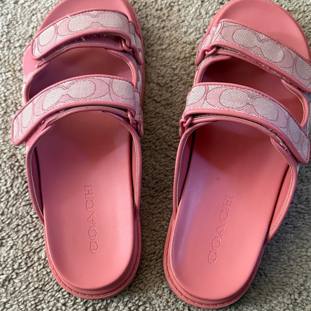 Coach Pink Double Strap Slides
